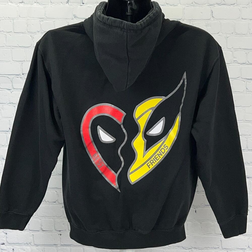 Marvel Deadpool Wolverine Best Friends Full Zip Hoodie M Medium Black Disney